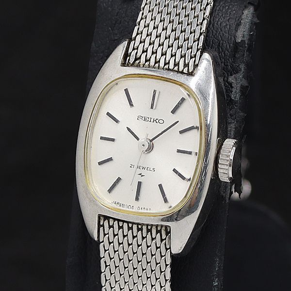 稼動 セイコー 手巻き 1104-3390 ホワイト文字盤 シルバー 21石