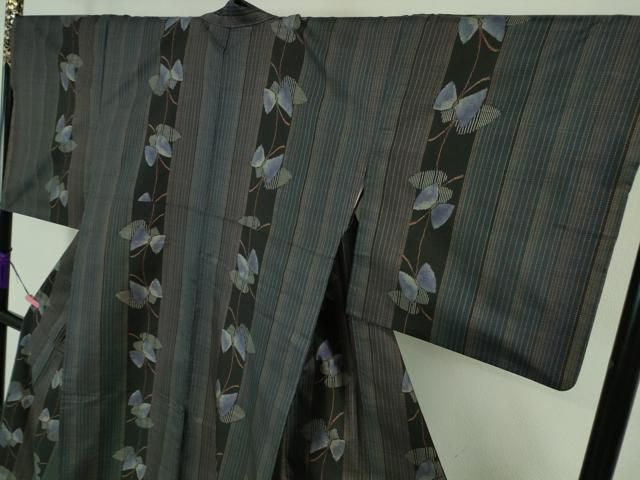 平和屋本店□極上 本場大島紬 7マルキ 花菱間道 健勝苑扱い 逸品 未