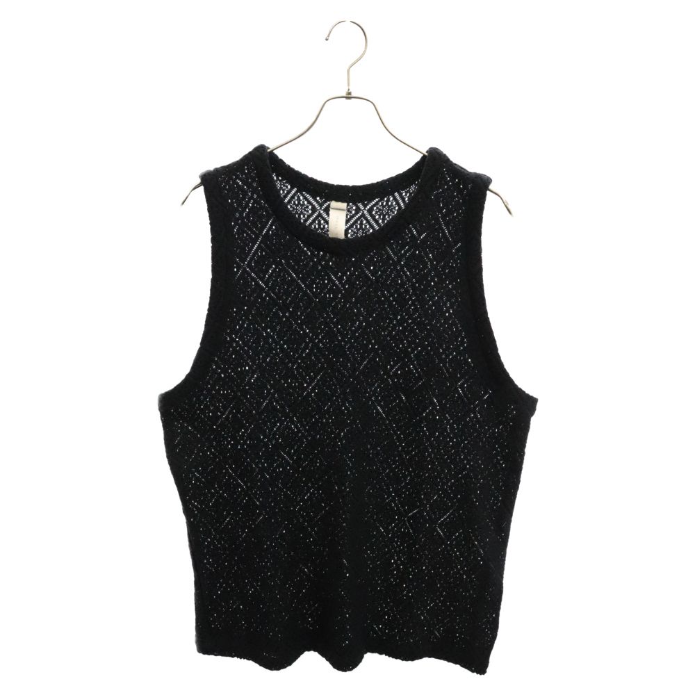 SHINYA KOZUKA (シンヤコズカ) 22SS TANKTOP 編み込み レース タンクトップ ブラック 220ISK87
