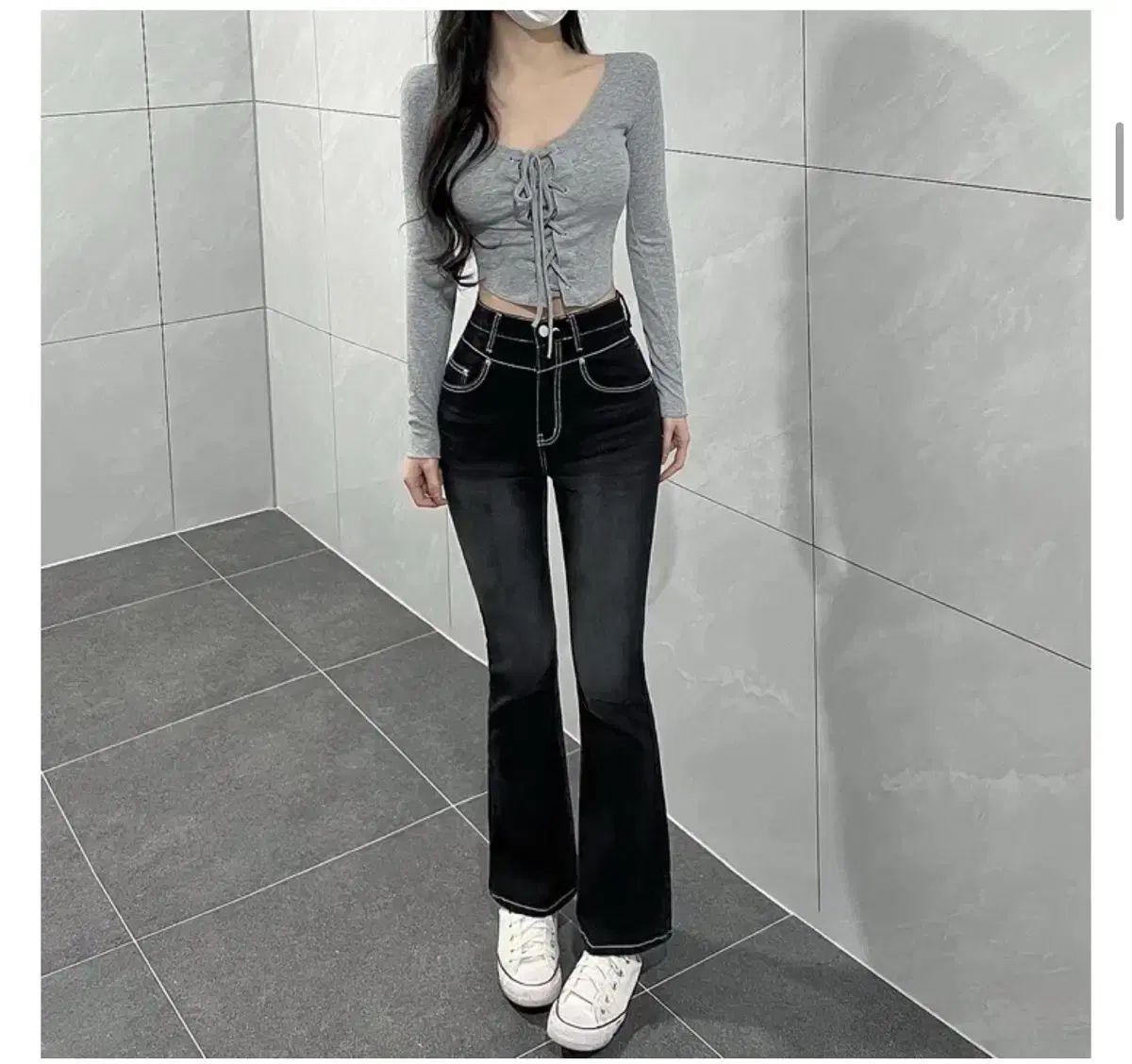 kindame カインダミ スリムデニムブーツカット 骨盤パット入り XS