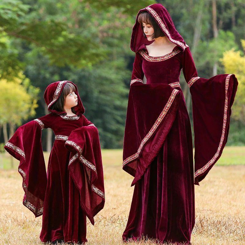 全 ハロウィン ワンピース 親子服 親子ペア ドレス キッズ 大人 子供 悪魔 魔女 巫女 バンパイア 吸血鬼 童話 中世ヨーロッパ貴族 親子お揃い ママキッズ コスプレ 仮装 親子変装 文化祭 演出服 Halloween 万聖節 舞台 48