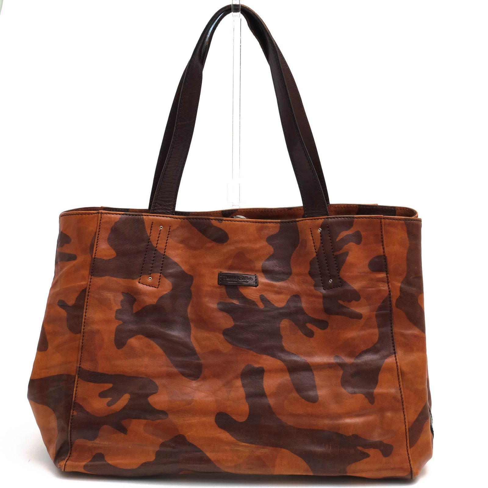ブラウンレザー カモフラージュ トートバッグ ブラウン レザー カモフラージュ トートバッグ