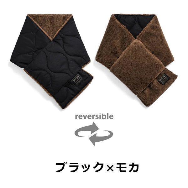 ダウン マフラー メンズ レディース チャコール/ブラック TAION タイオン インナーダウン ミリタリー リバーシブル ダウンマフラー