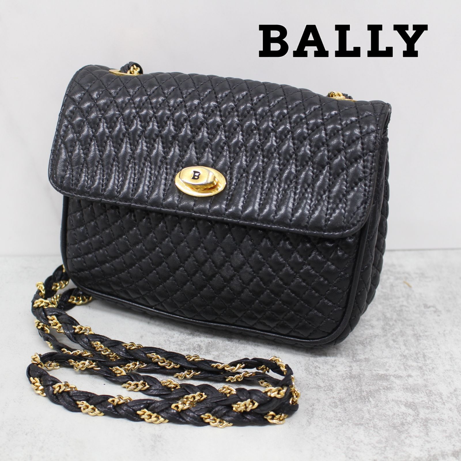 BALLY ミニポシェット ブラックゴールド
