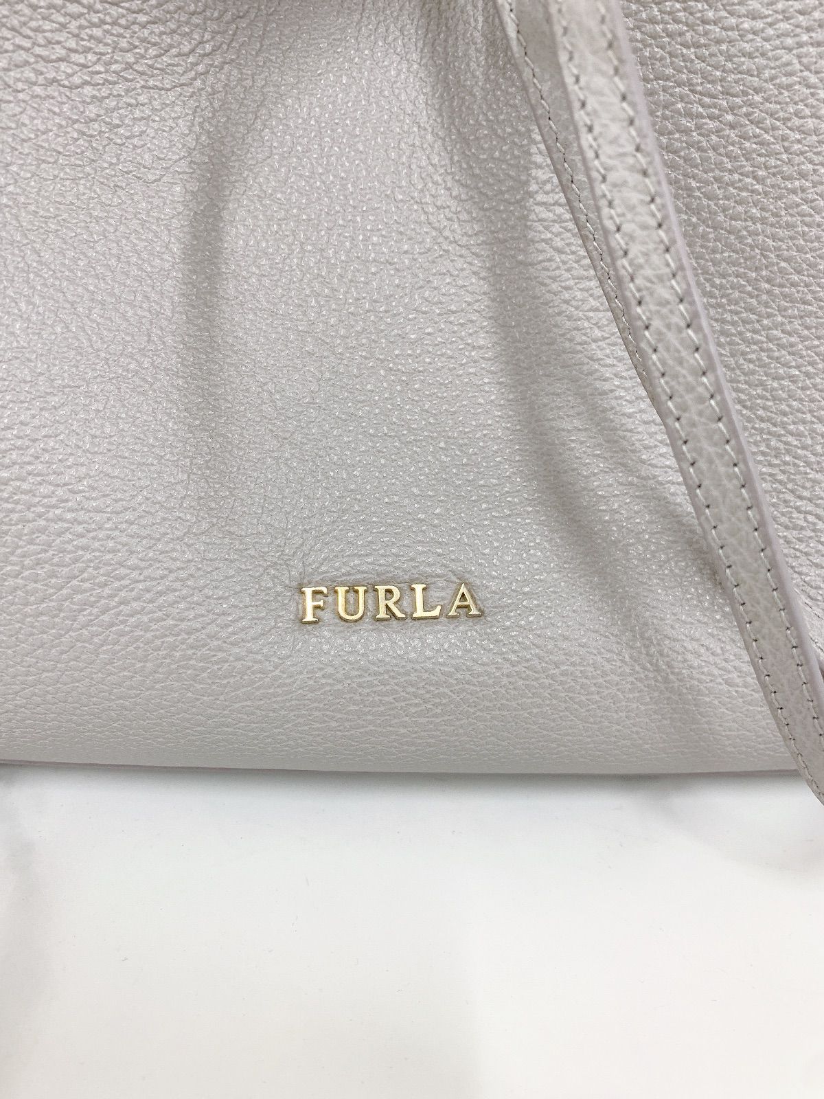 ☆ FURLA フルラ コスタンザ グレー 水色 トートバッグ 巾着バッグ シボ革【バッグ】【2】