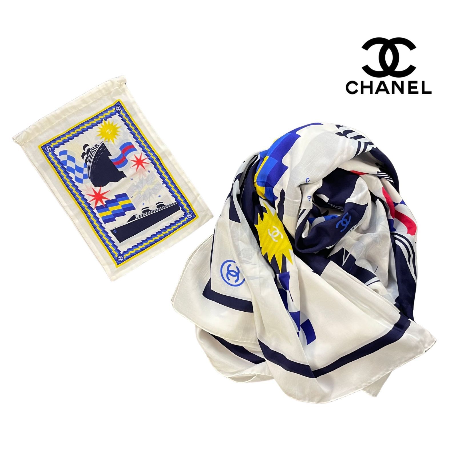 美品 CHANEL シャネル ビーチ パレオ ショール 大判ストール ココ 新品未使用】CHANEL シャネル 大判パレオ レディース ストール