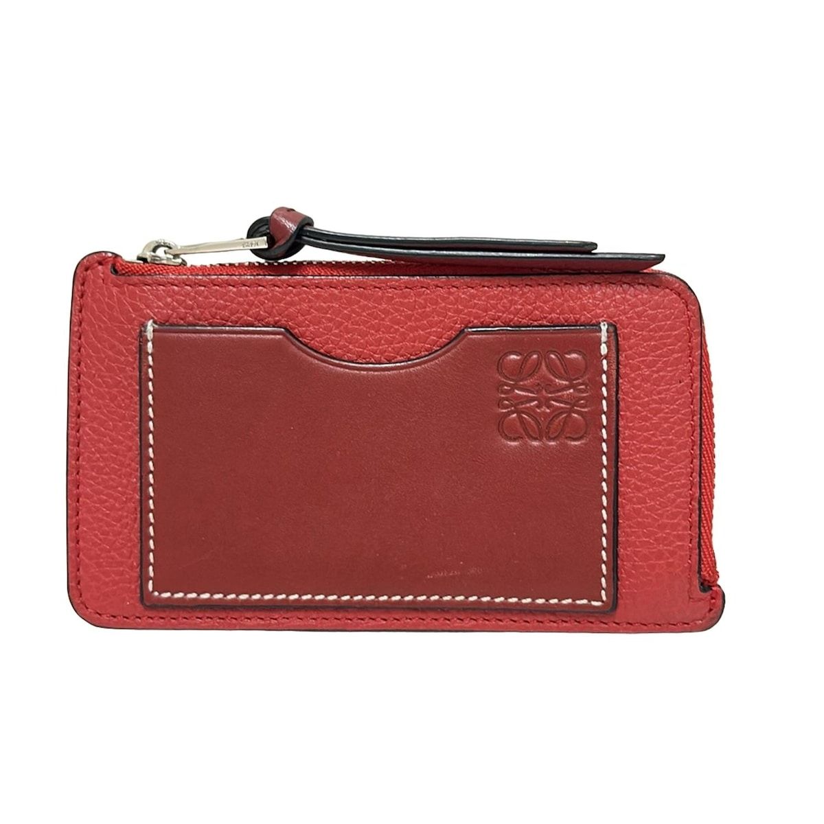 LOEWE ロエベ コインケース コインカードホルダー レッド L字ファスナー|パスケース付き