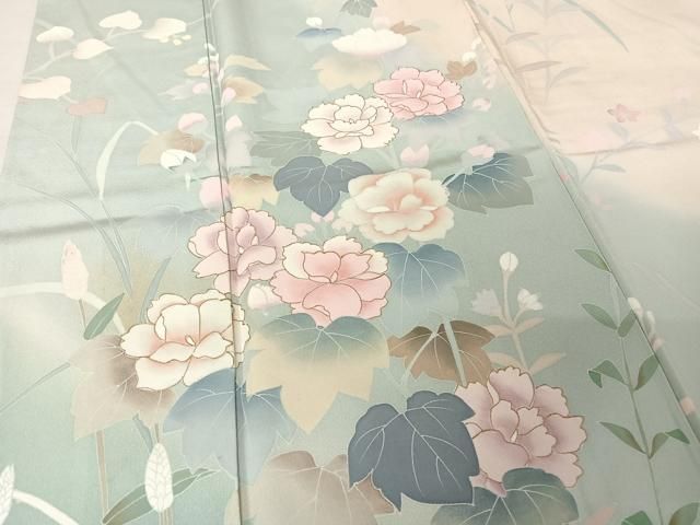 平和屋着物○訪問着 友禅 作家物 草花文 暈し染め 正絹 逸品