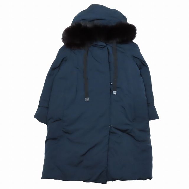 Sマックスマーラ 'S Max Mara リバーシブル ダウンコート 中綿ジャケット ブルゾン ロング フード I40 ネイビー/5▲B4 レディース