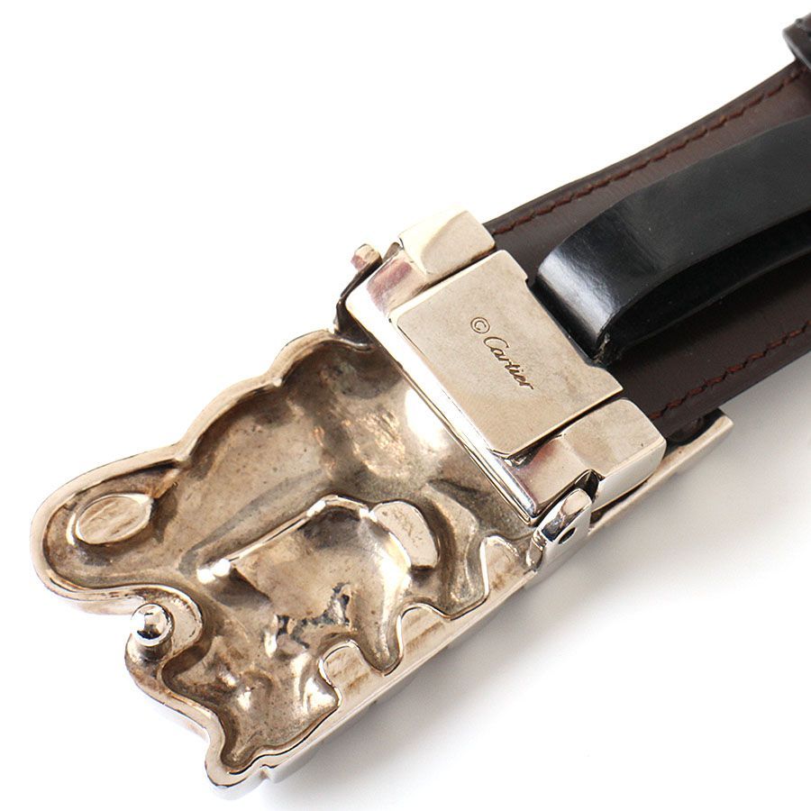 カルティエ エレファントモチーフ レザー ベルト Cartier カルティエ エレファント 象 モチーフ ベルト ブラック