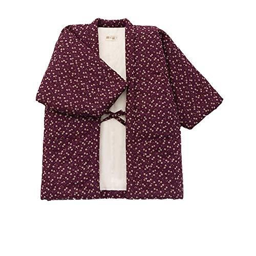 綿の郷 ワタノサト 綿入れはんてん 女性用 小花プリント柄 フリーサイズ パープル