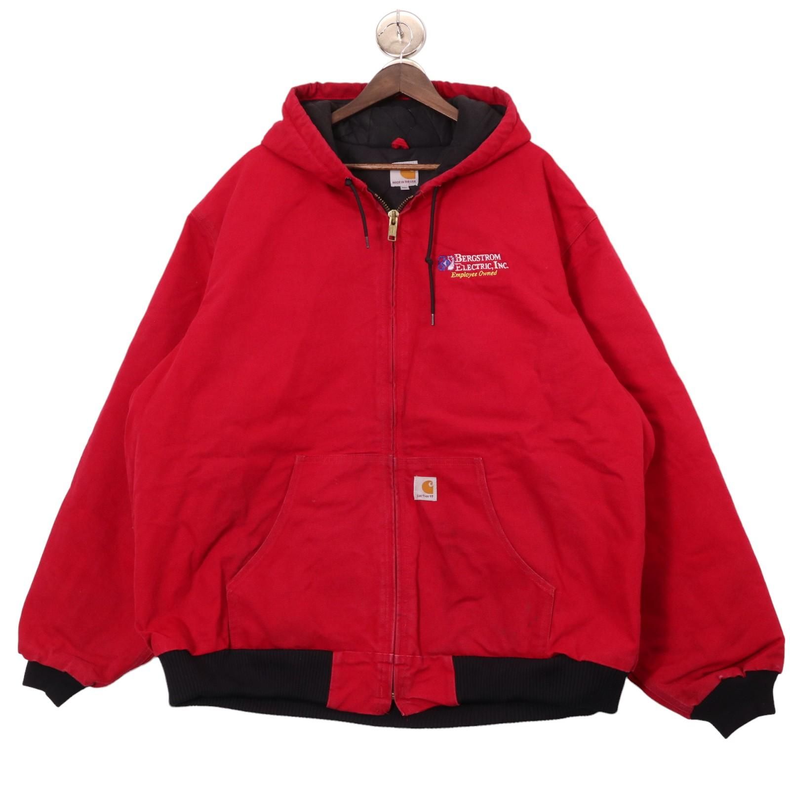 USA製 Carhartt カーハート アクティブジャケット ダック ワーク レッド (メンズ 3XL) 中古 古着 A0386