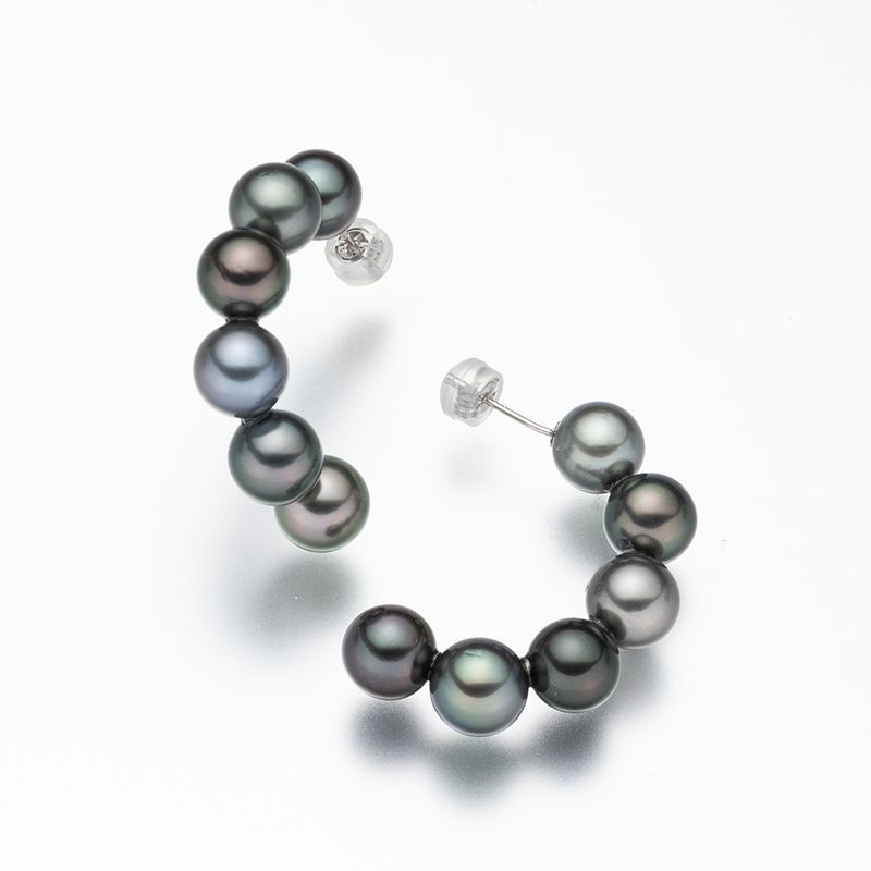 真珠ブレスレット＆ピアス、黒蝶パール 黒蝶パールピアス 8.0-8.4mm 真珠 パール 冠婚葬祭 ギフト