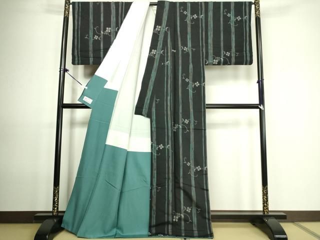 平和屋着物□上質な紬 花唐草間道 やまと誂製 正絹 逸品 DAAO5364zy  