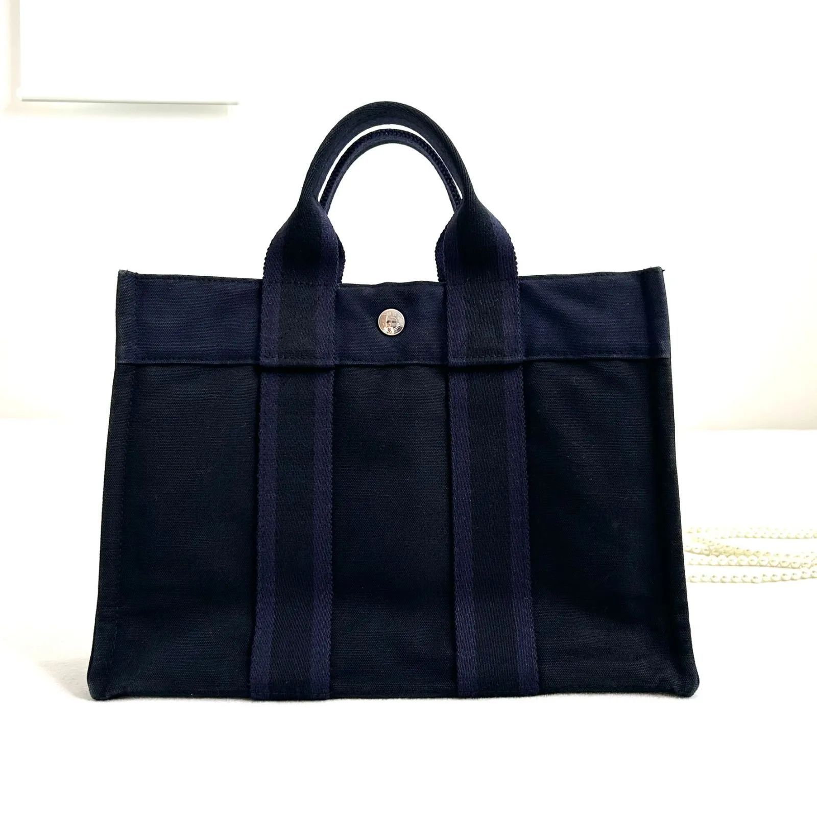 ✦美品✦HERMES エルメス フールトゥ PM 「BLACK×NAVY」 トートバッグ - メルカリ