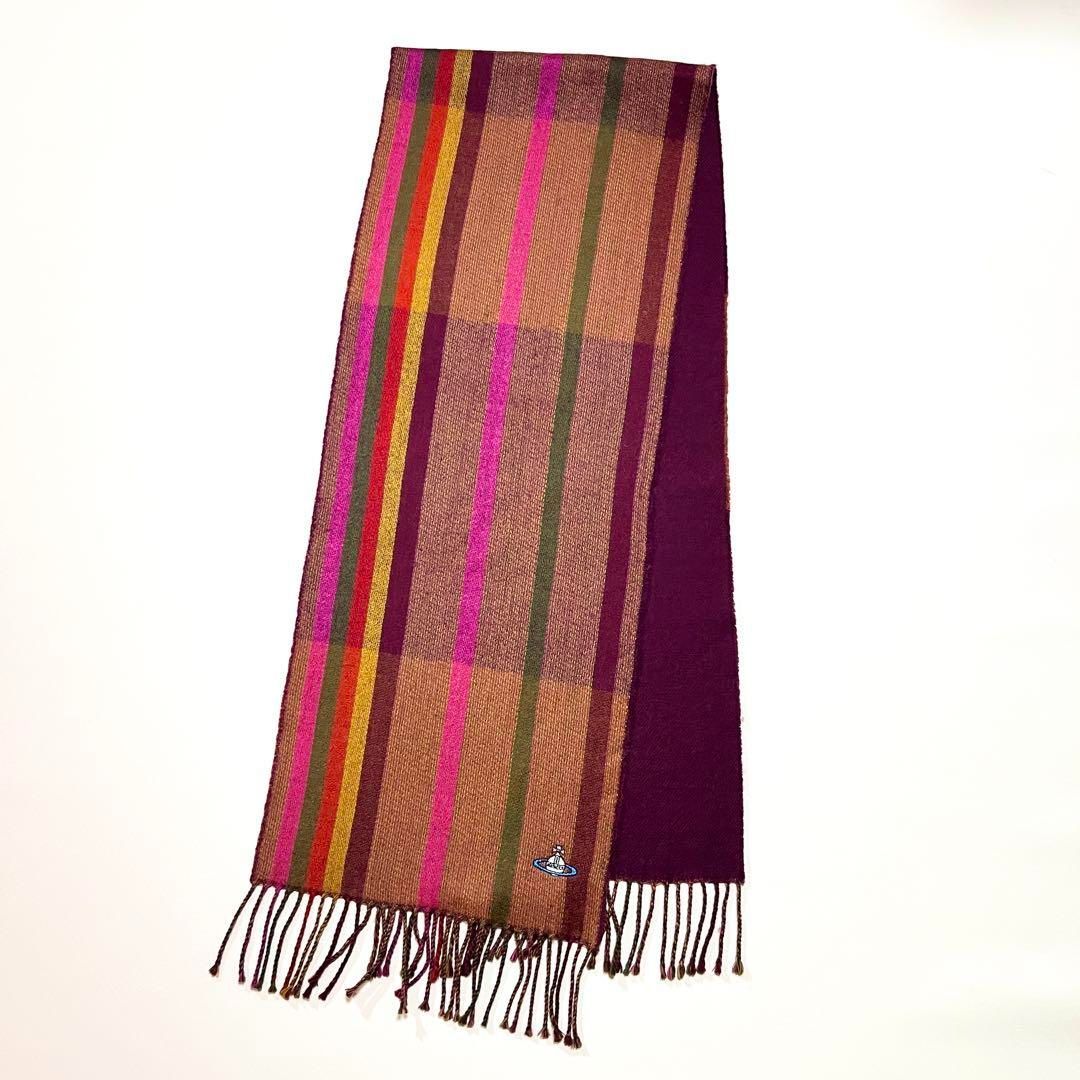 cB52 Vivienne westwood マルチストライプ柄マフラー オーブ刺繍