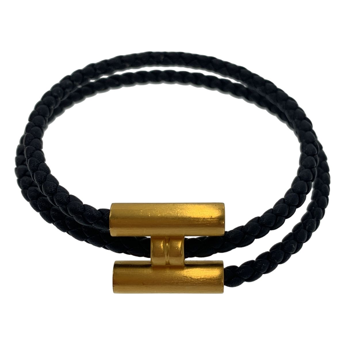 HERMES | エルメス | レザー ブレスレット トゥルニ トレッセ | ネイビー|ゴールド | レディース