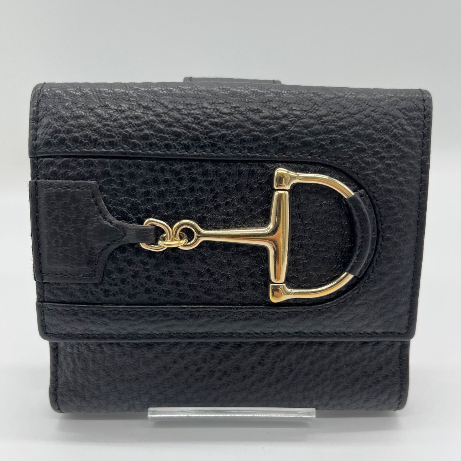 美品】 GUCCI/グッチ ホースビット 折財布 138029 レザー ブラック/黒  