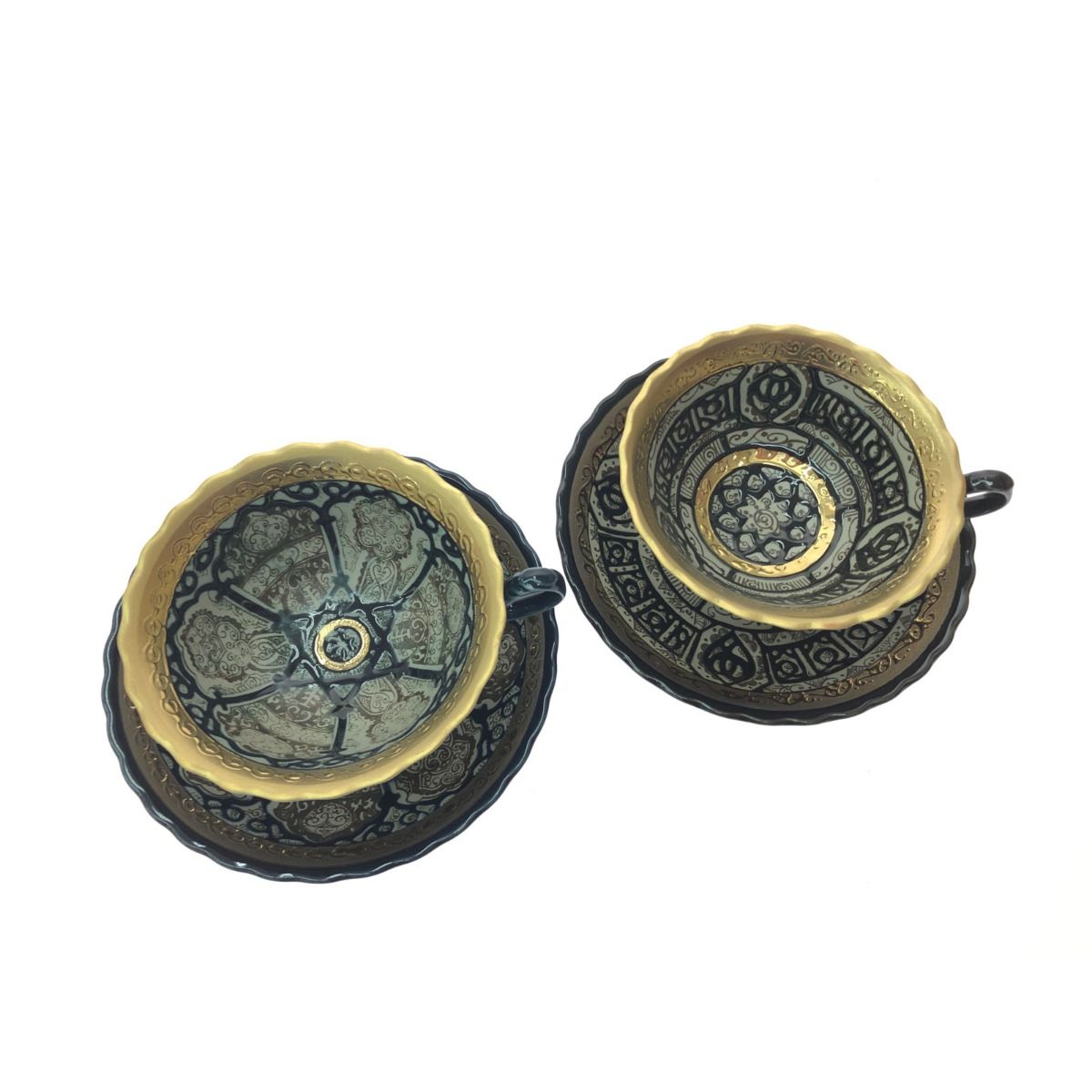 ▼▼Eclectique kaikai エクレクティック カイカイ 洋食器 カップ&amp;ソーサー 2Pセット パテルナの風 ネイビー/ブラック Eclectique kaikai カップ&ソーサー パテルナの風 2客セット