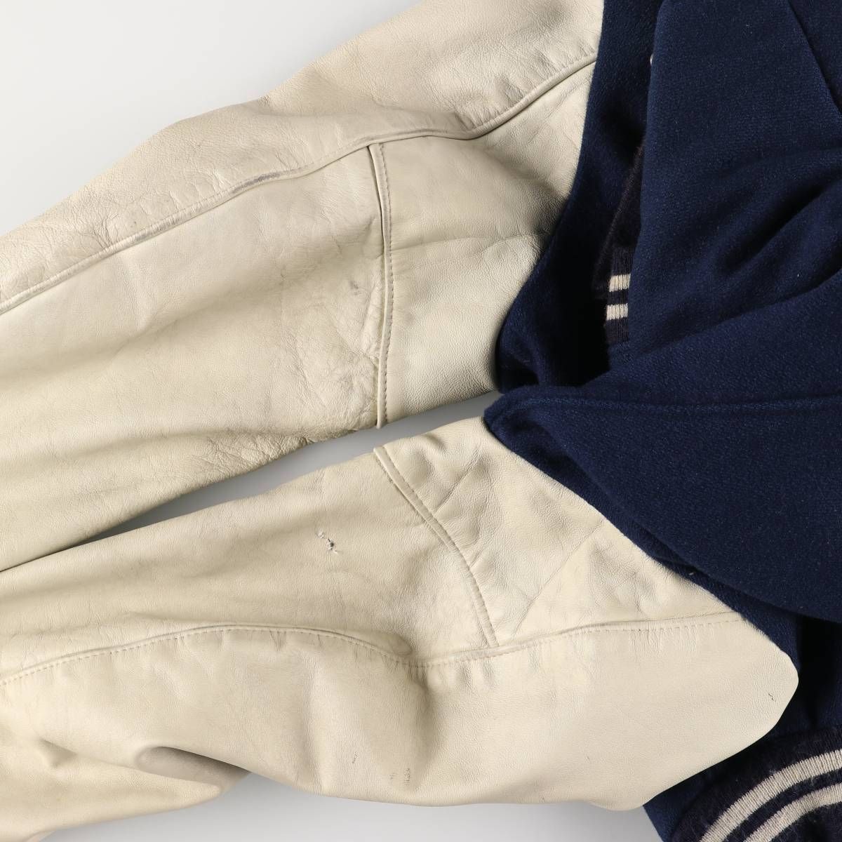 古着 80年代 ショット SCHOTT 袖革ウールボタンスタジャン バーシティ  