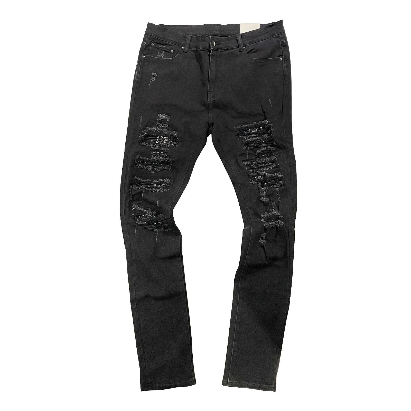 送料無料】mnml X165 PAISLEY クラッシュ リペア スキニー デニム 