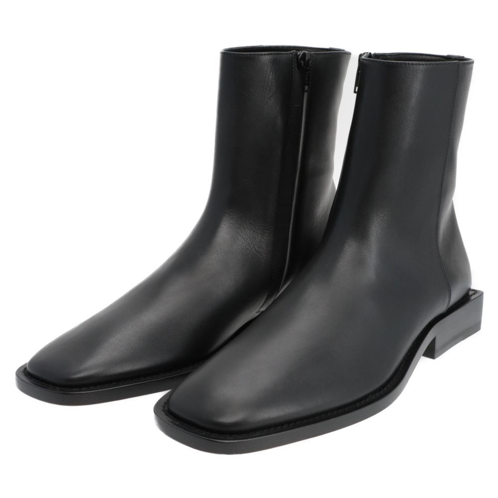 BALENCIAGA (バレンシアガ) BB LOGO SIDEZIP BOOTS 616349 BBロゴ スクエアトゥブーツ サイドジップレザーブーツ ブラック