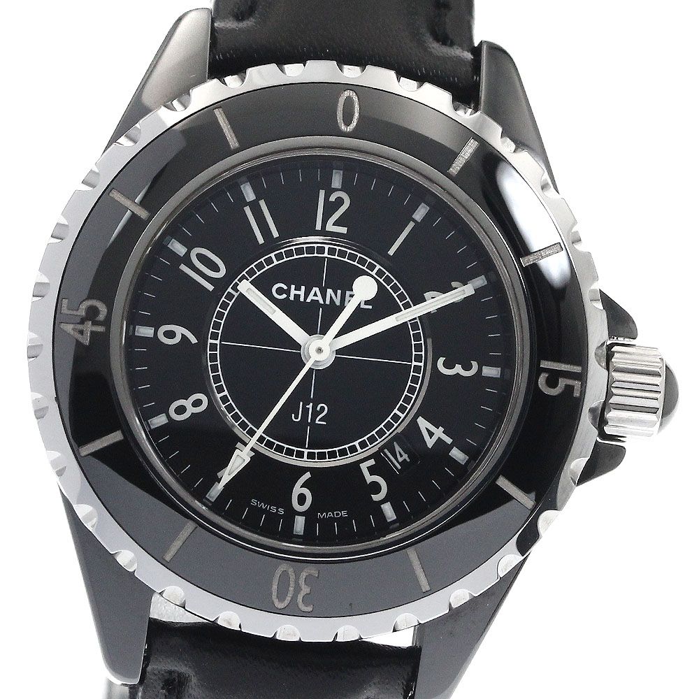 シャネル CHANEL H0680 J12 黒セラミック デイト クォーツ レディース _888281