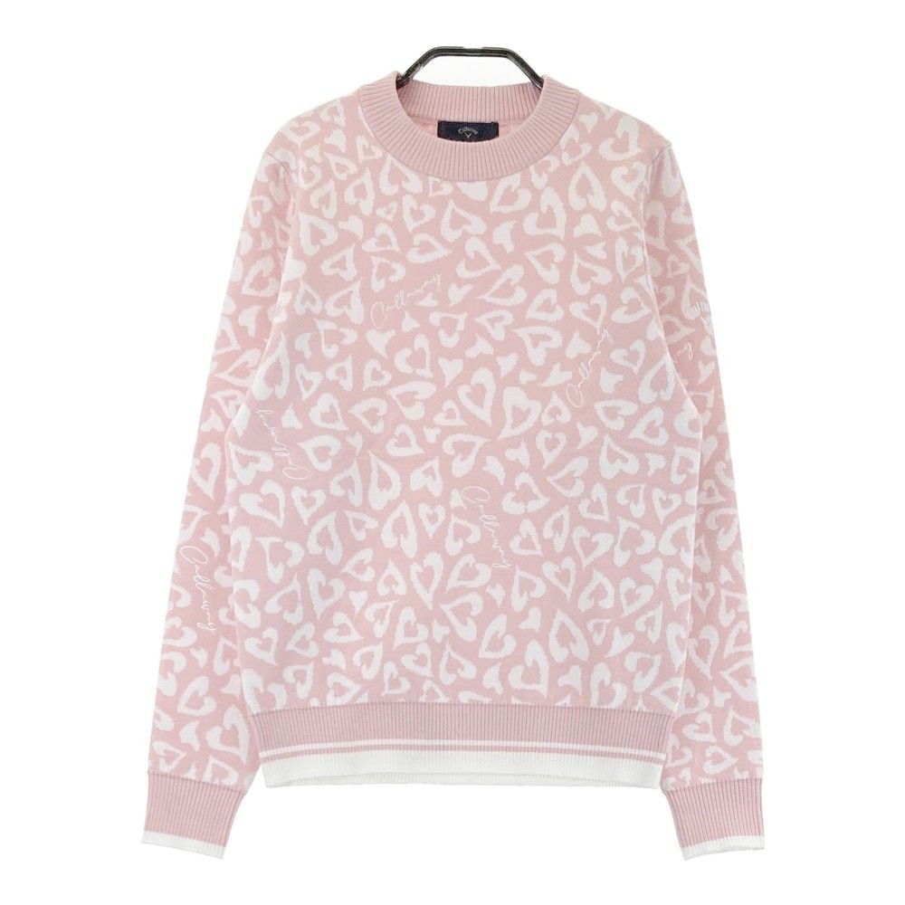 サイズ：S CALLAWAY キャロウェイ 2024年モデル ニット セーター ハート柄 ピンク系 [240101439830] ゴルフウェア レディース ストスト サイズ：S CALLAWAY キャロウェイ 2024年モデル ニット セーター