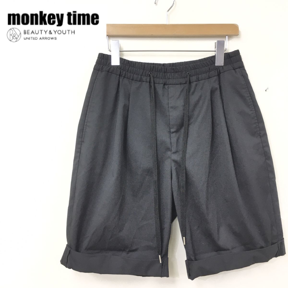 K476-J◇monkey time モンキータイム ショートパンツ◇ブラック メンズ サイズS ウール混 ハーフパンツ 重ね着 レイヤード アローズ  - メルカリ