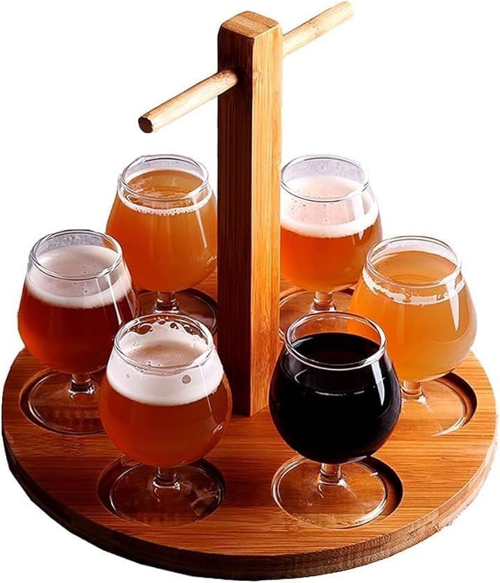 Thumbnail of Anberotta Wooden Tray Stylish Restaurant Bar Wine Glass Beer Glass Cafe Tray N-W098-6 for 6 (Wood Grain, Length 26cm)