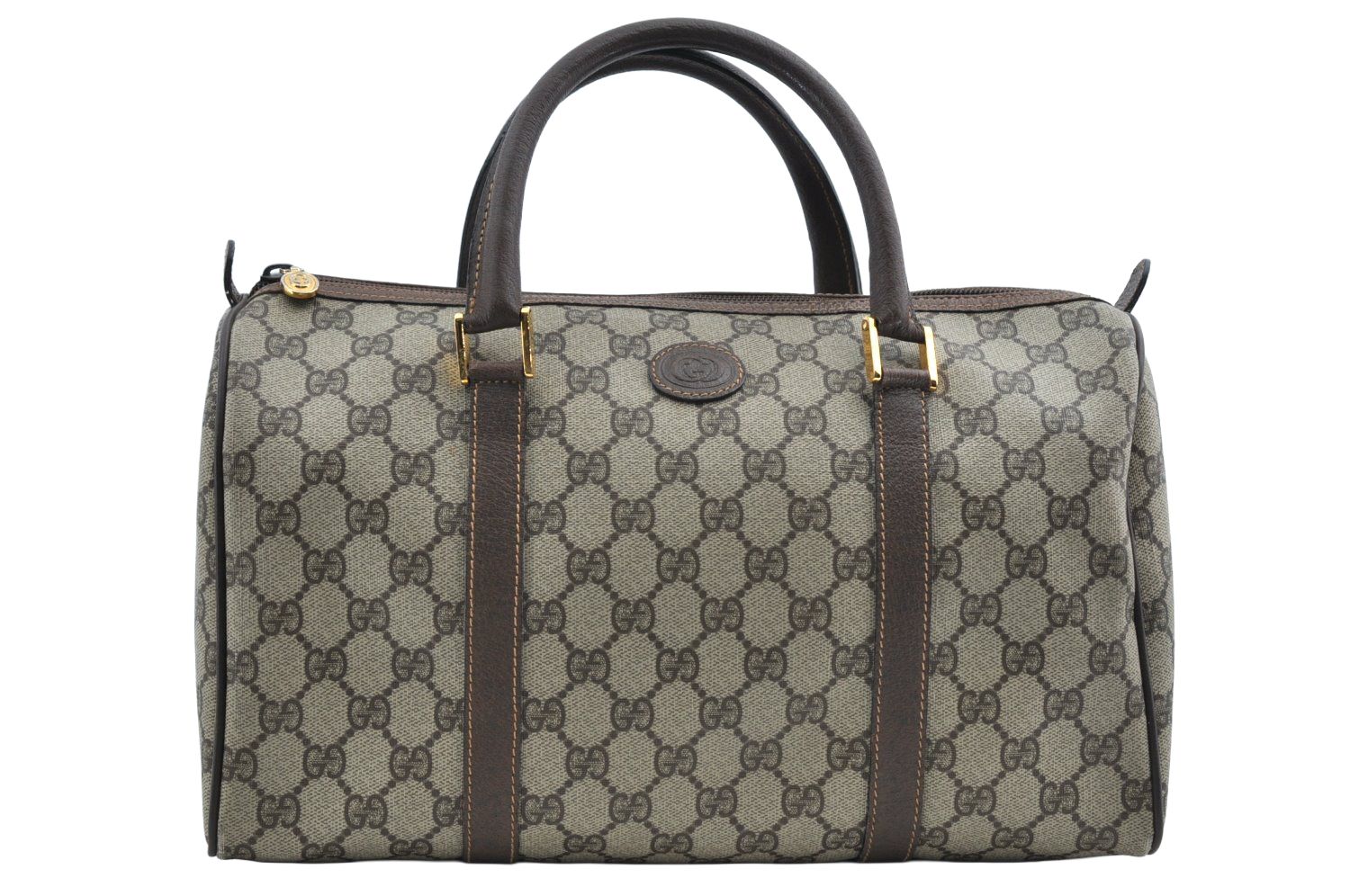 GUCCI グッチ ボストンハンドバッグ GGピーブイシー レザー ブラウン L2770