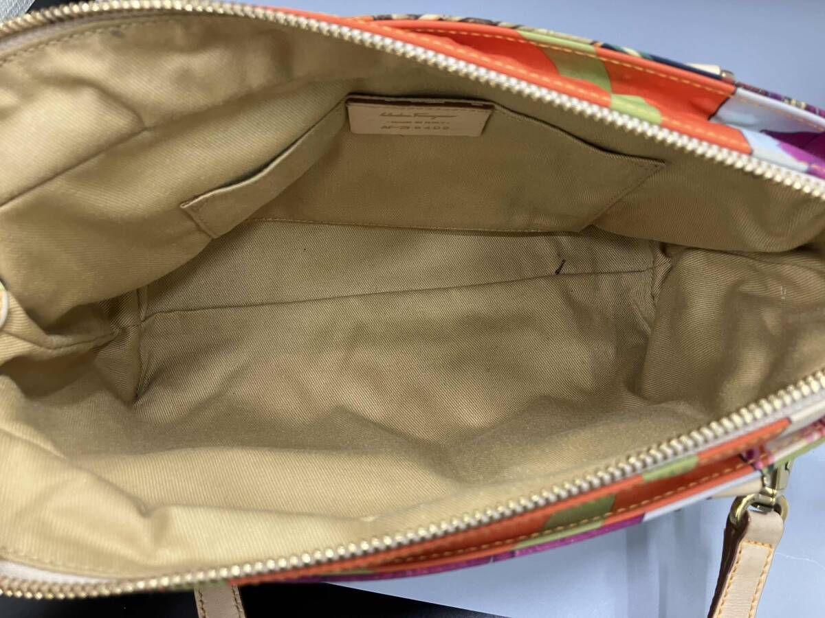 Salvatore Ferragamo サルヴァトーレ フェラガモ AF-21 6409 2WAY ハンドバッグ ショルダーバッグ 花鳥 蝶々 豹 ガンチーニ柄 DECORATOM_COM_BR