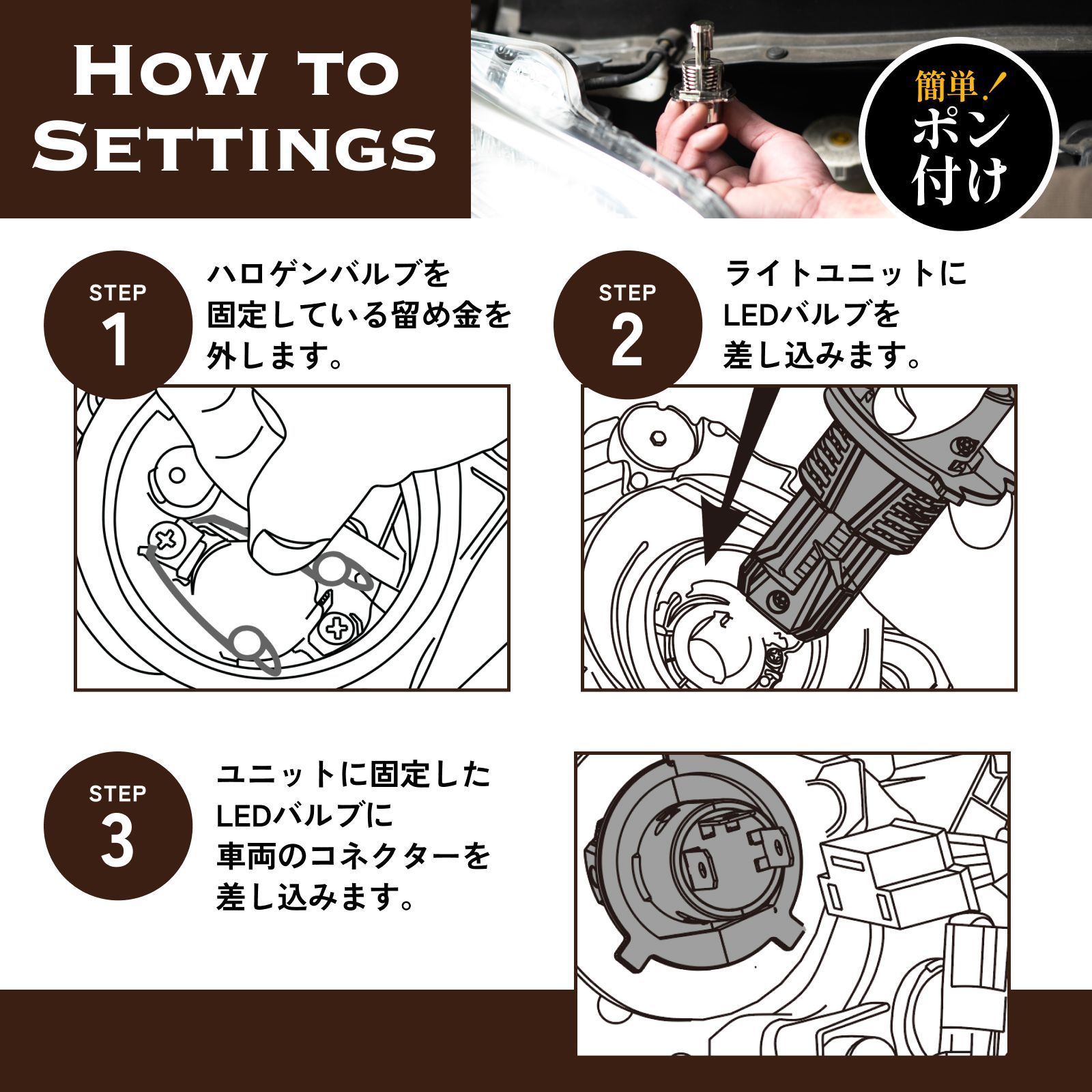 簡単取付 爆光LED