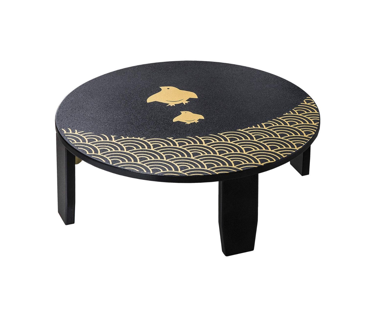 数量 脚折式和風カフェテーブル 乾漆塗装で傷に強い 直径60cm×高さ25cm 収納時の高さ6.5cm 黒 ちゃぶ台 島安汎工芸製作所 Shimayasu