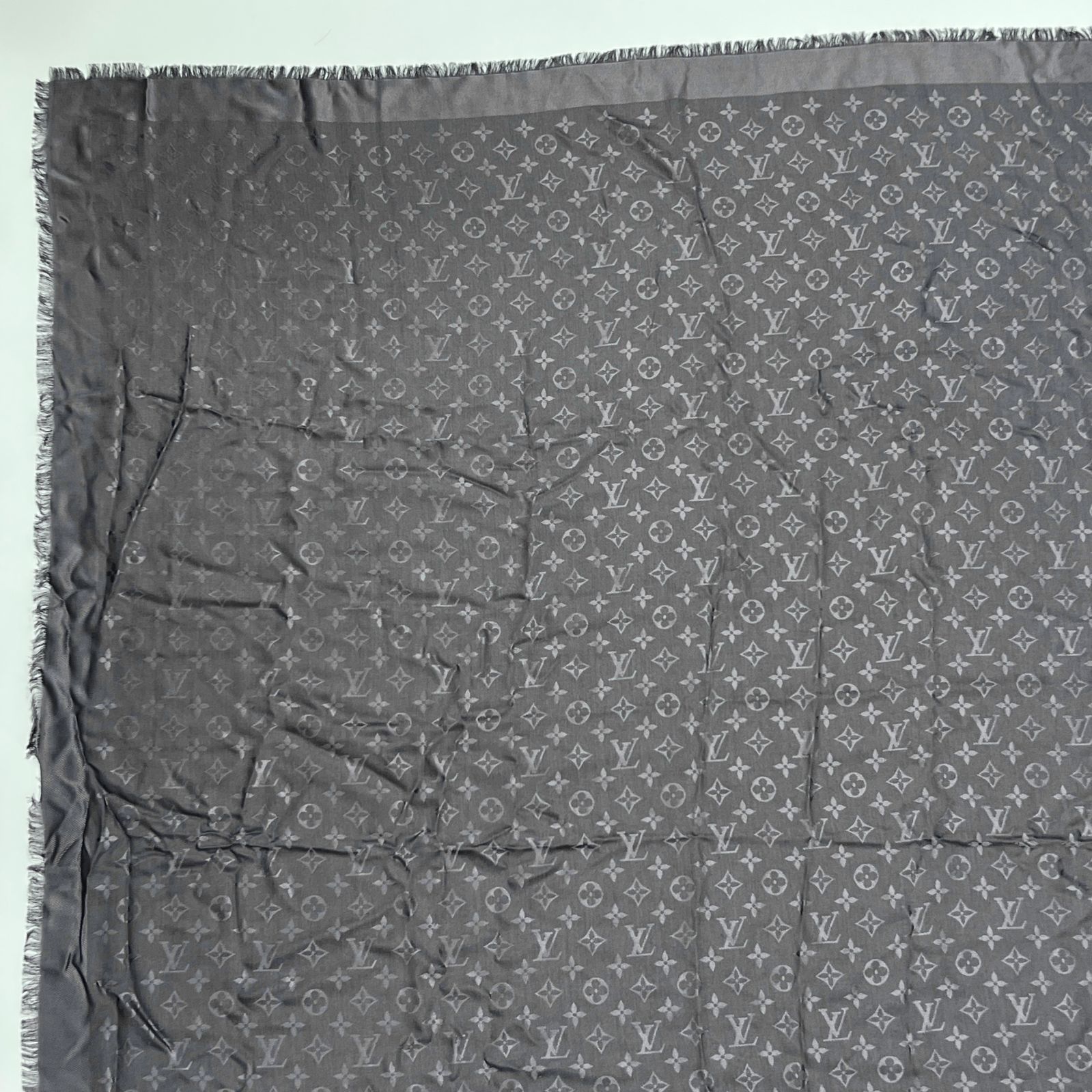 中古】LOUIS VUITTON ルイヴィトン ストール モノグラム シルク ウール  