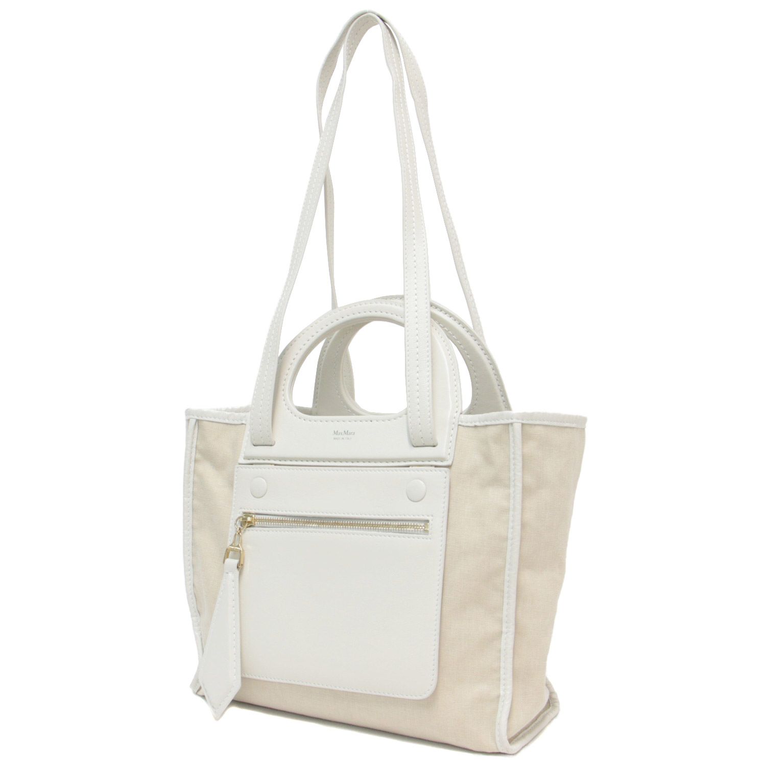 MaxMara　ハンドバッグ　オールレザー　ホワイト　肩掛け　金具 Max Mara マックスマーラ バッグ トート ハンド ショルダー