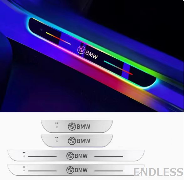新品未使用  バイエムダブリュー (BMW)）7色 LED流れる アクリル製 自動変色 USB充電 マグネット、赤外線センサー自動スイッチで自動点灯消灯、 LED発光 自動車改装パーツ トLED発光(前席2枚+後