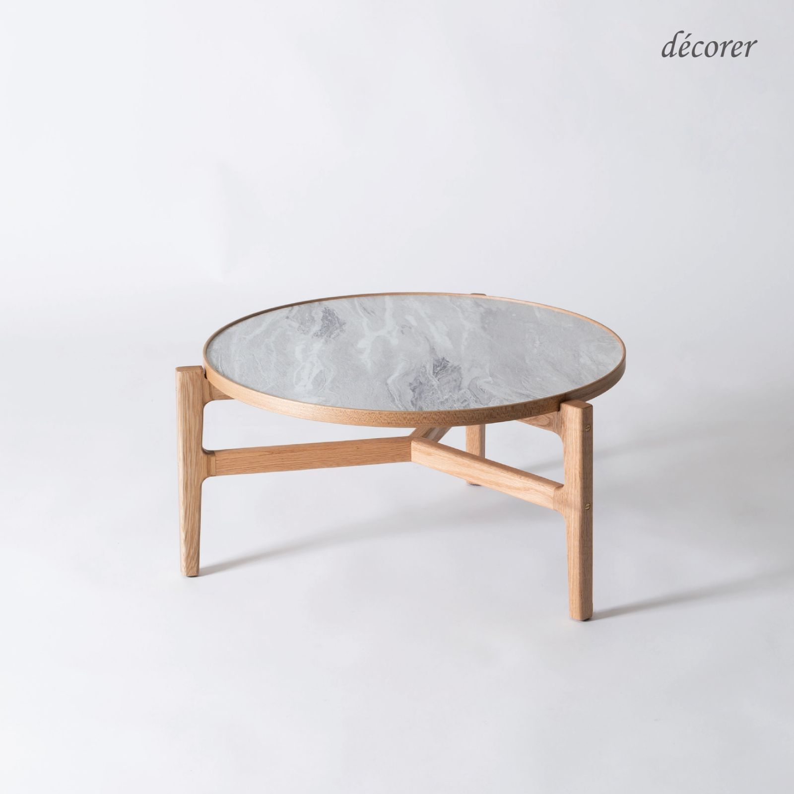 Stone grain center table（S）No.28／ ストーングレインセンターテーブル(S) [ 幅66.5cm:2色 ] 北欧 スタイル 円卓 丸 無垢 石 木製