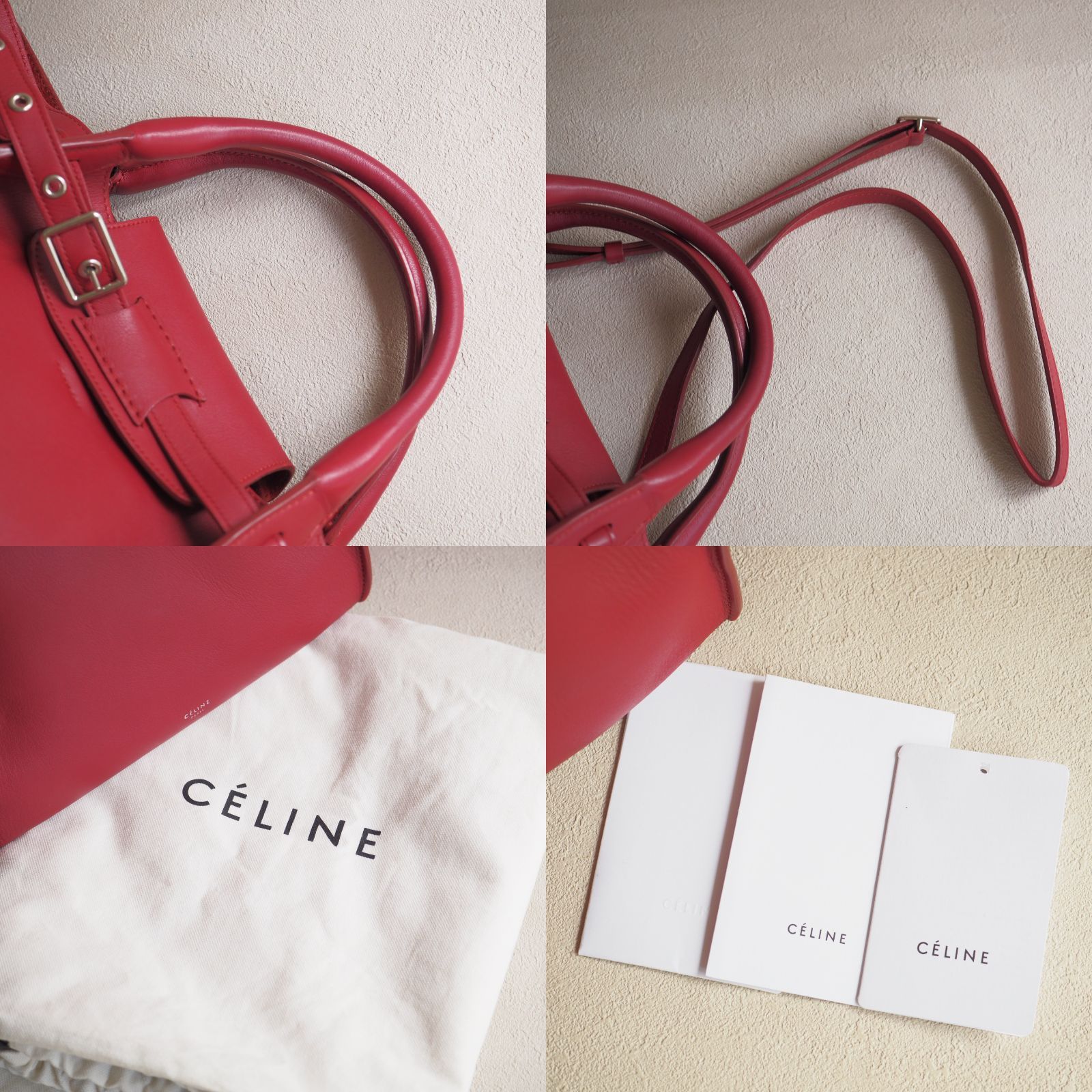 CELINE スモール ハンドバッグ レッド【人気商品】★ セリーヌ CELINE バーティカルカバ スモール レッド カーフ