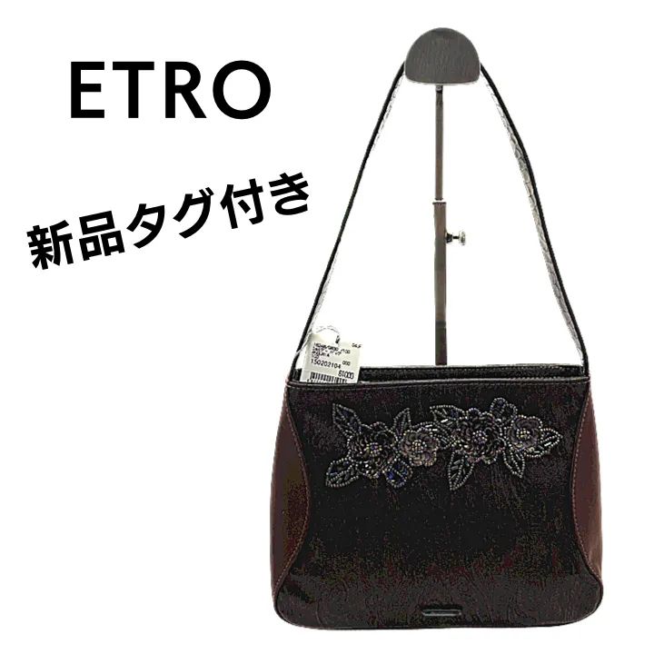 ETRO エトロ 花柄 セミハンドバッグ ペイズリー柄 ビーズ スパンコール