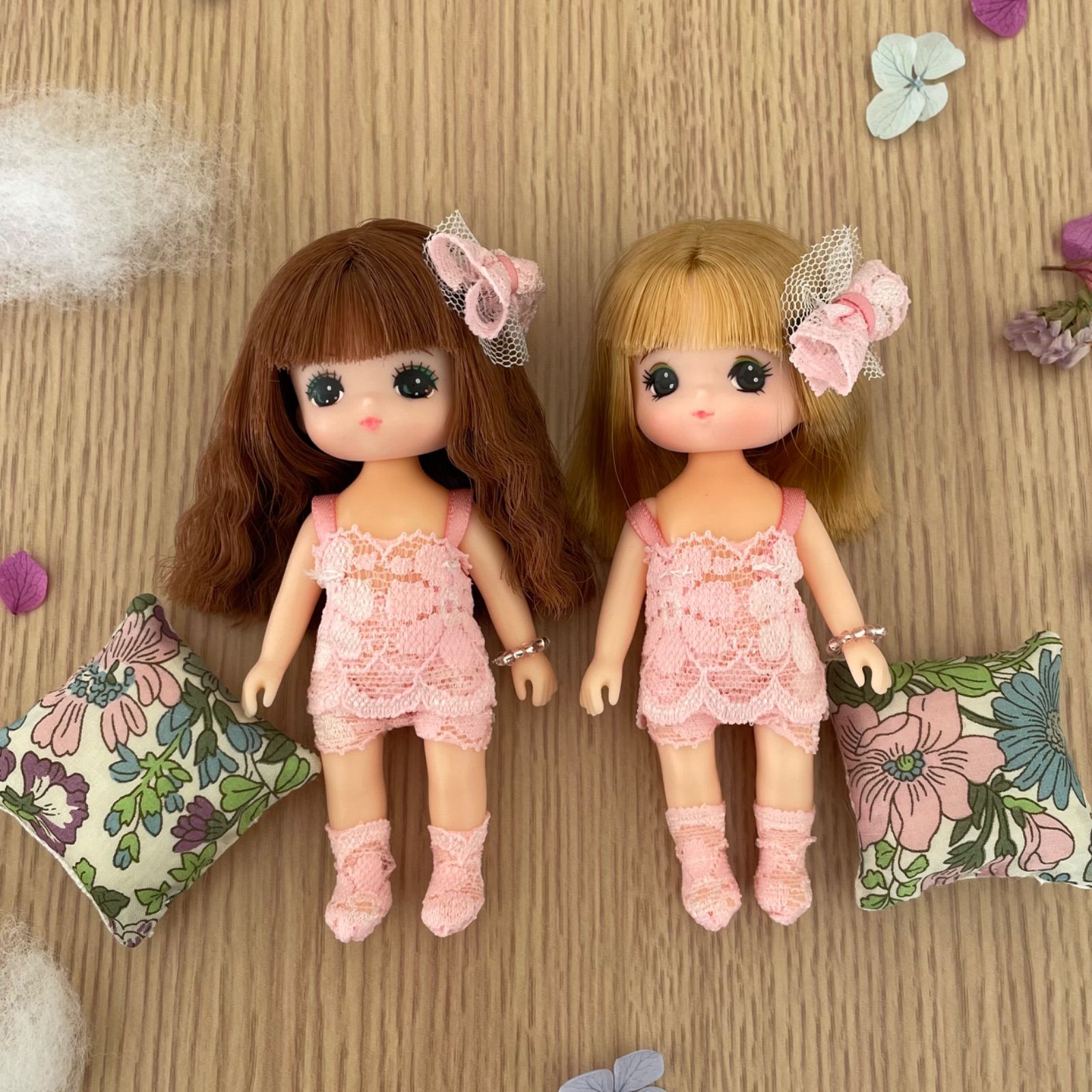 特価】ミキちゃんマキちゃん相当size『ピンク系mix毛糸の