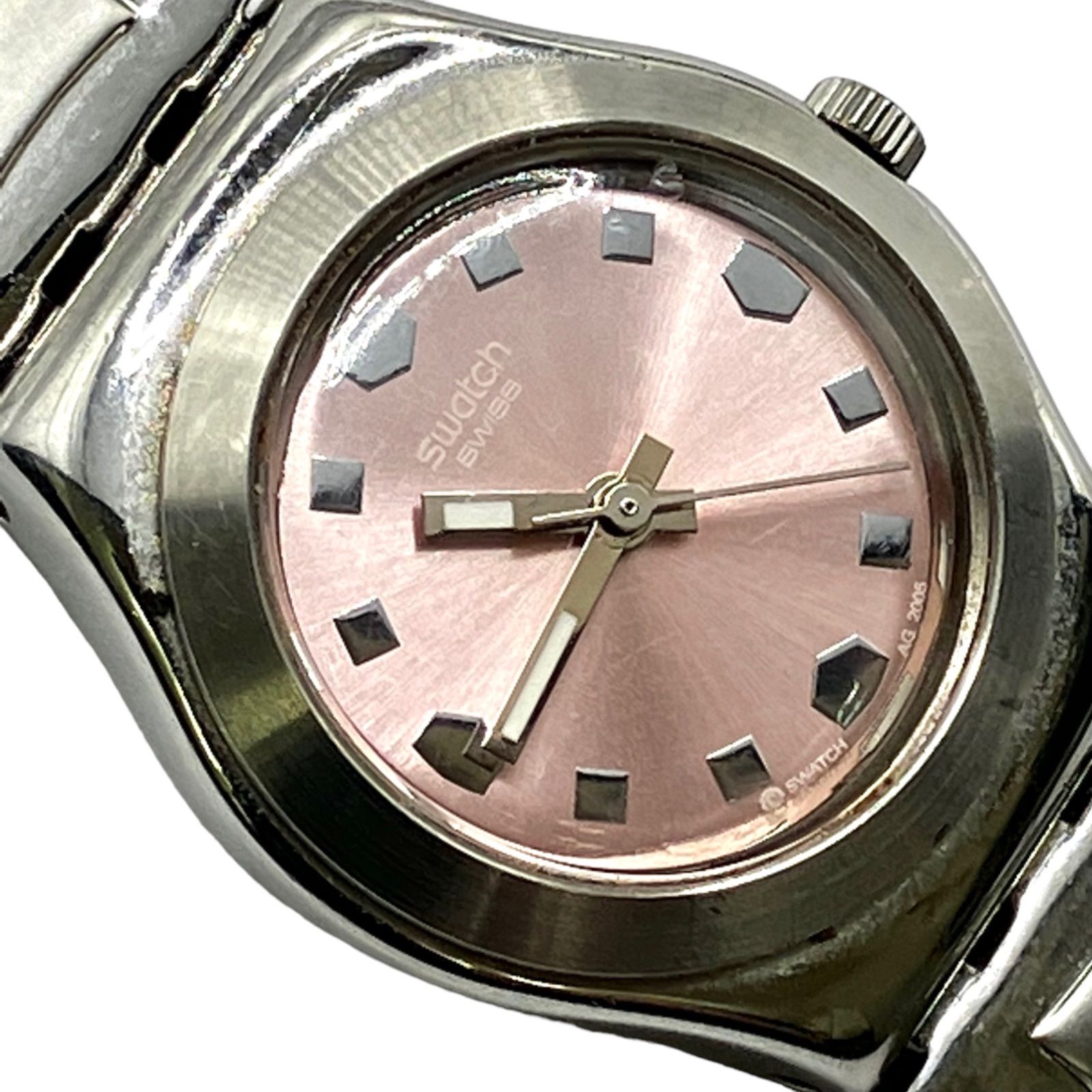 【ヴィンテージ⭐️swatch】 スウォッチ アイロニー　 SWATCH IRONY ステンレススチール　 パールピンク　 レディース腕時計　  スイス製　 AG2005（AYA）
