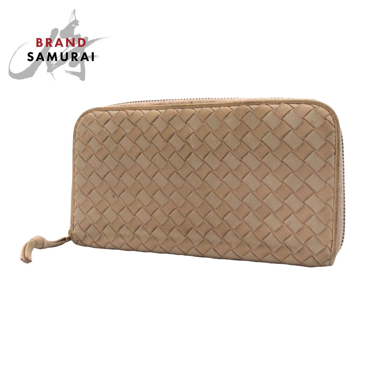 ボッテガヴェネタ イントレチャート 長財布 ベージュ レザー  