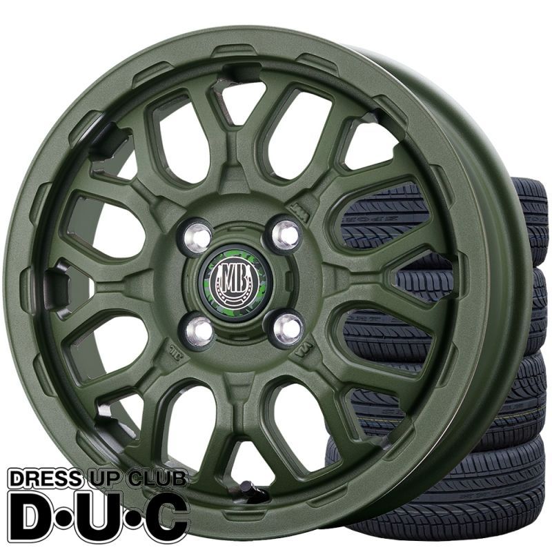 12インチアルミホイールタイヤセット 軽トラ 軽バン 145 80R12 ヨコハマY356 MUD BAHN XR-800M ME チッピンググリーン CGR 12-4.0 12-4.00B 145R12 6PR 車検対応