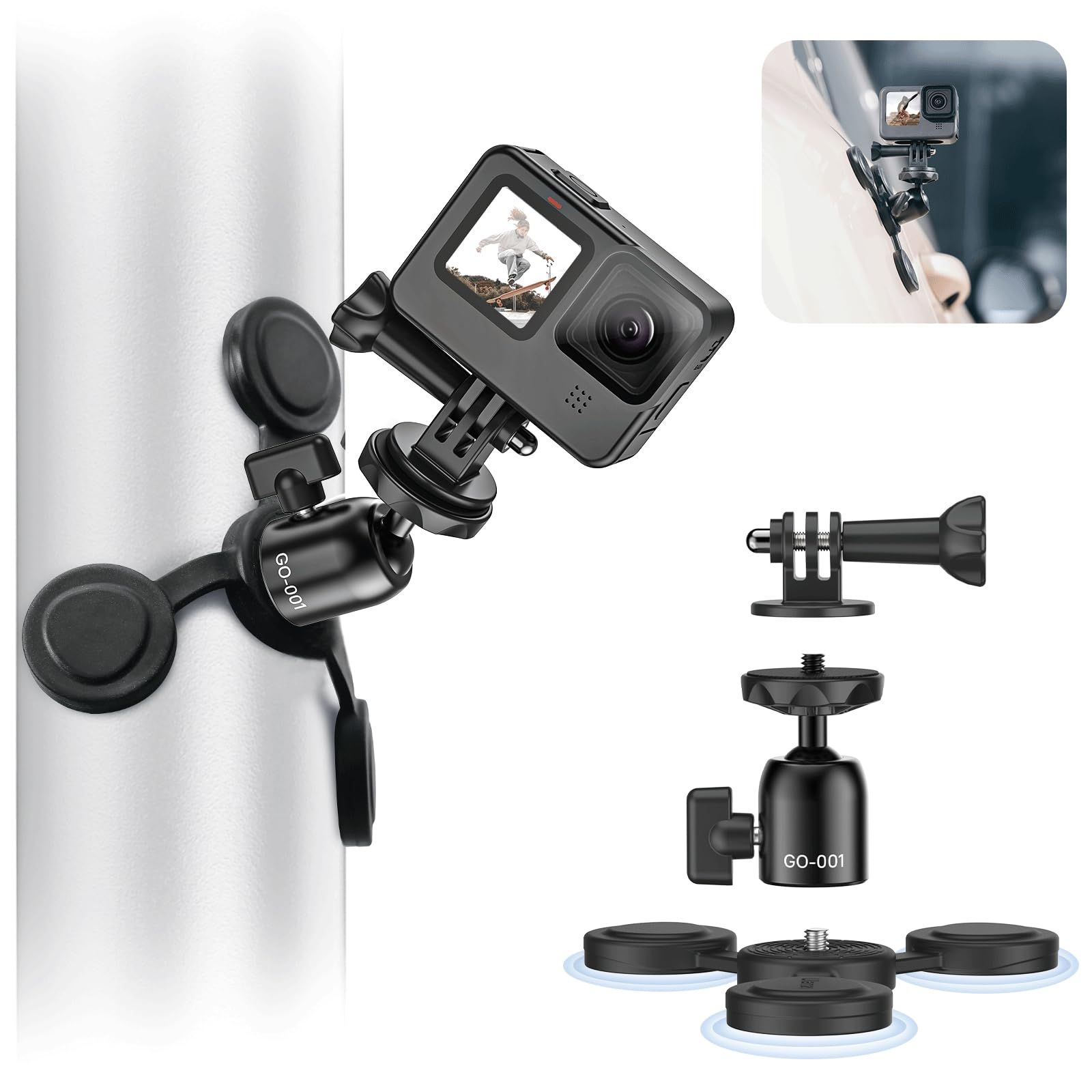 360℃ GO  カメラ スタンドセット Ulanzi カメラ磁気スタンド 360°回転可能自由雲台 GoPro用