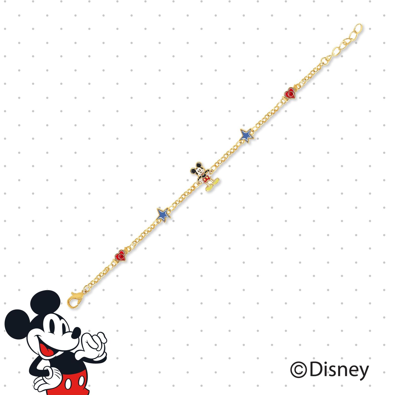 Disney 100 レディース ミッキーとミニー チャームブレスレット 6.5
