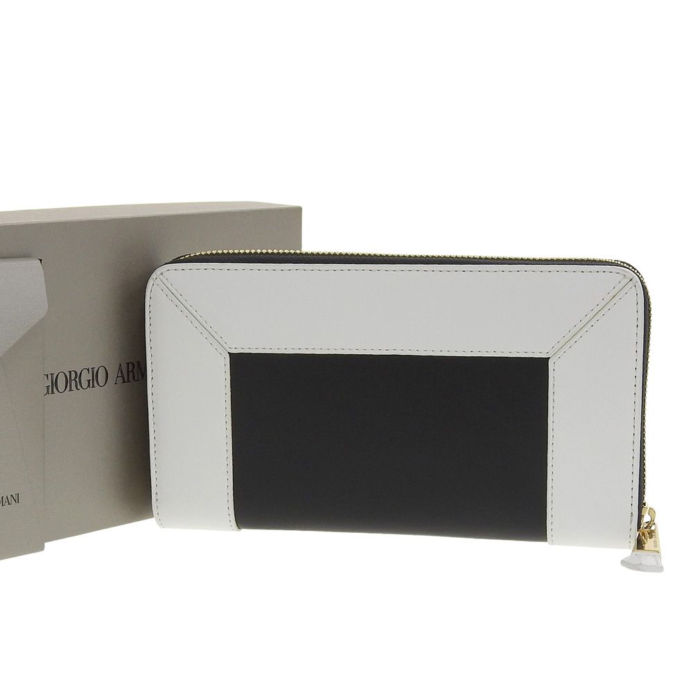♥ ジョルジオアルマーニ GIORGIO ARMANI 2019年商品 Y1H274 メタルロゴマーク ラウンドファスナー 長財布 バイカラー メンズ