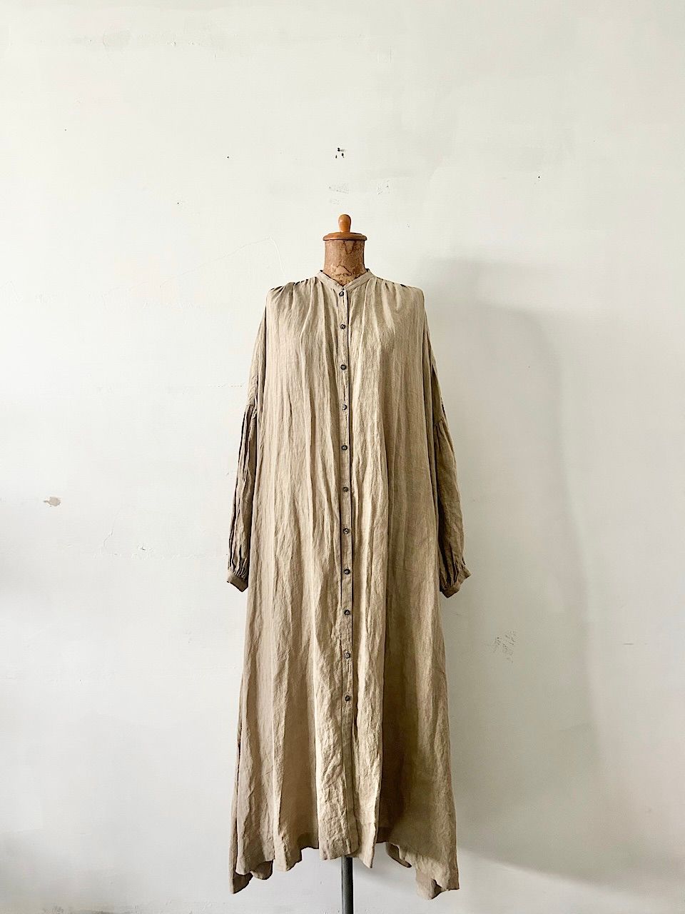 CAVANE Balloon sleeve dress linen リネン ワンピース