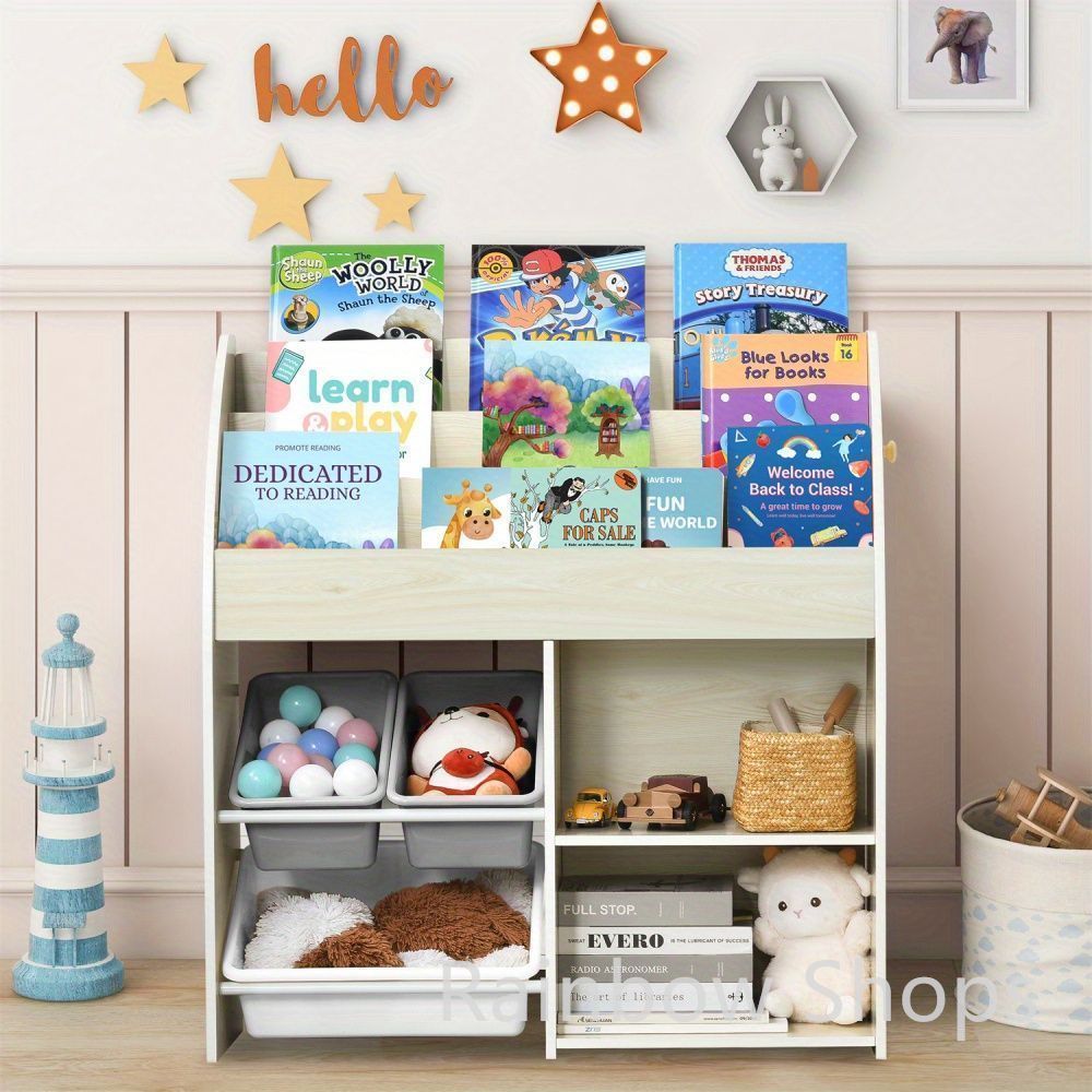 絵本ラック 表紙が見える本棚 知育 基礎学力養成 棚・ラック・シェルフ