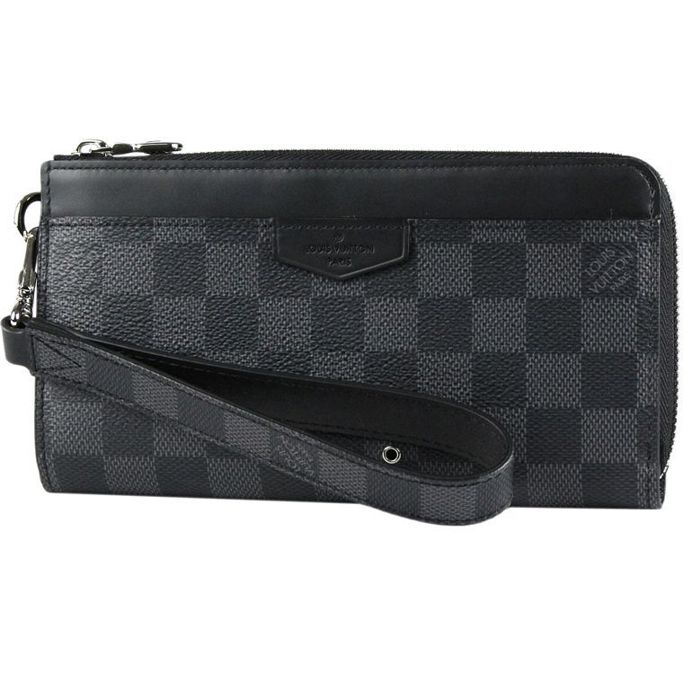 LOUIS VUITTON|ルイ ヴィトン ジッピー ドラゴンヌ ラウンド長財布 ダミエ グラフィット キャンバス ブラック×グレー N60379 品